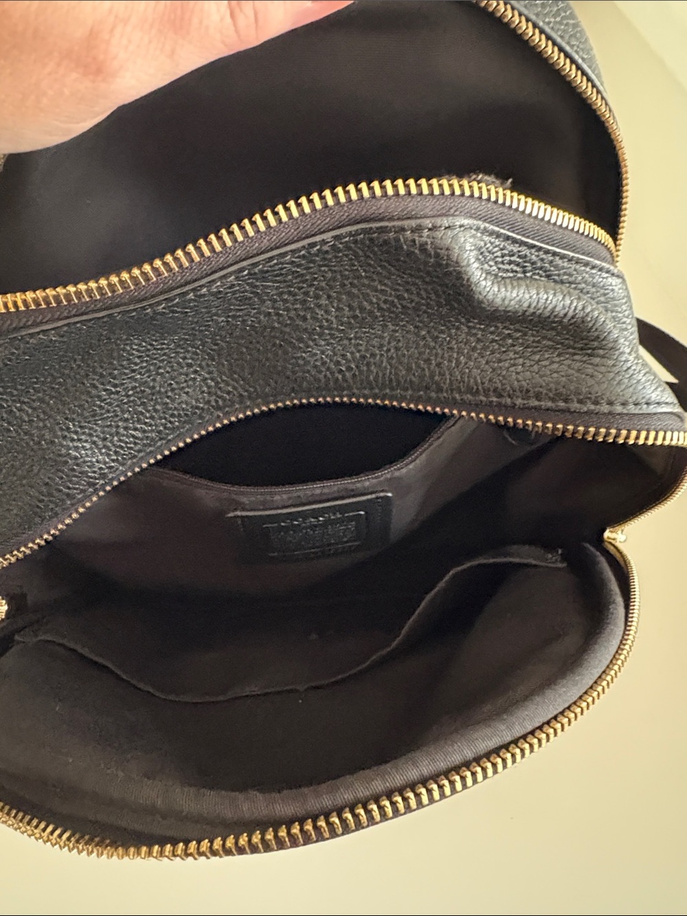 Coach Black Pebbled Leather Backpack with Gold Hardware - Picture 6 of 7